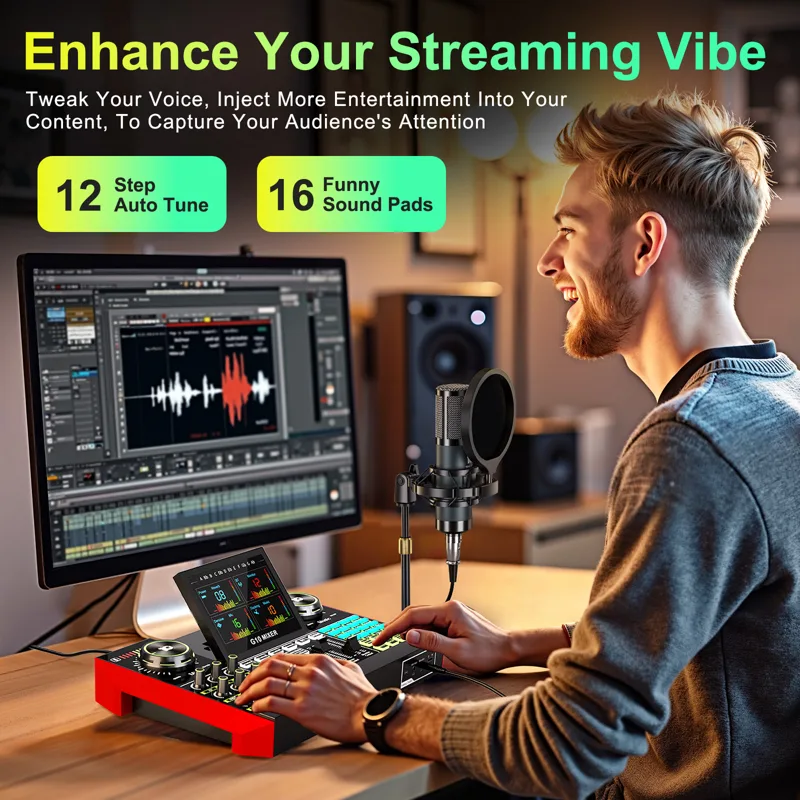 Audio Music Youtube - Kit de Microfone para Podcast Tenlamp
