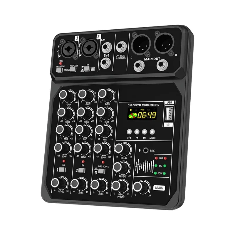 Audio Music Mixer - Mixer de Áudio Portátil de 4