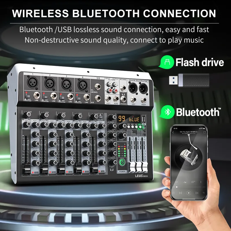 Leus mx6 canal 99 dsp efeito m - Audio Music Mixer avaliação e preço
