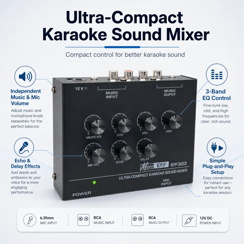 Mini Mixer de Áudio para Karao - Audio Music Mixer avaliação e preço