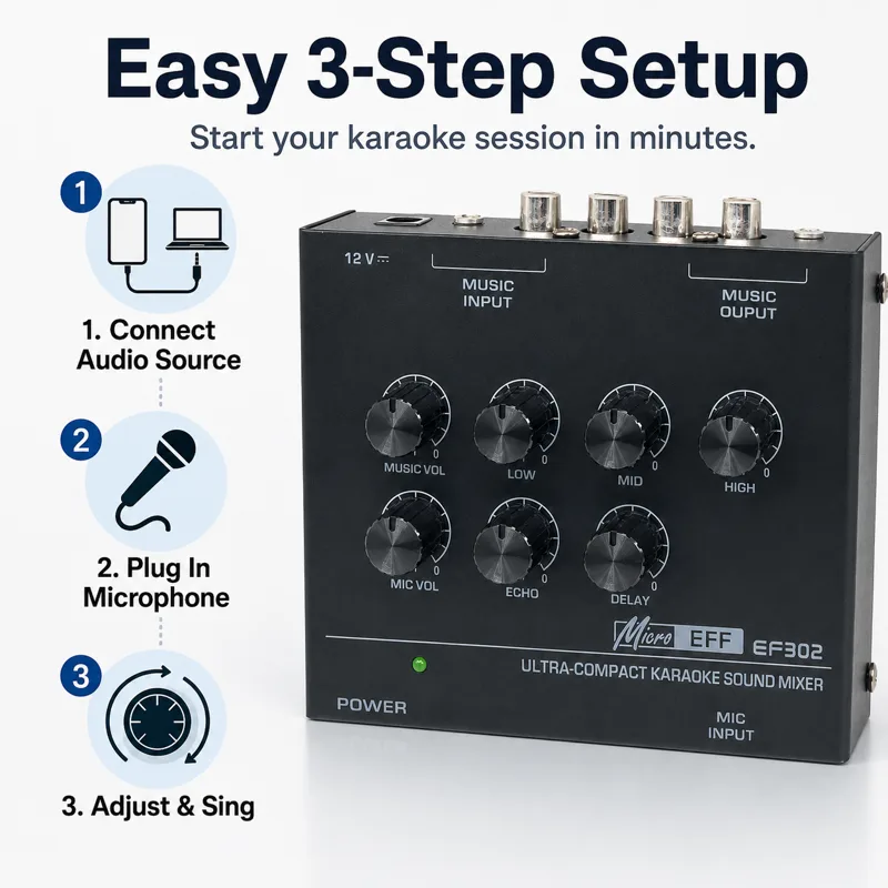 Mini Mixer de Áudio para Karao - Audio Music Mixer avaliação e preço