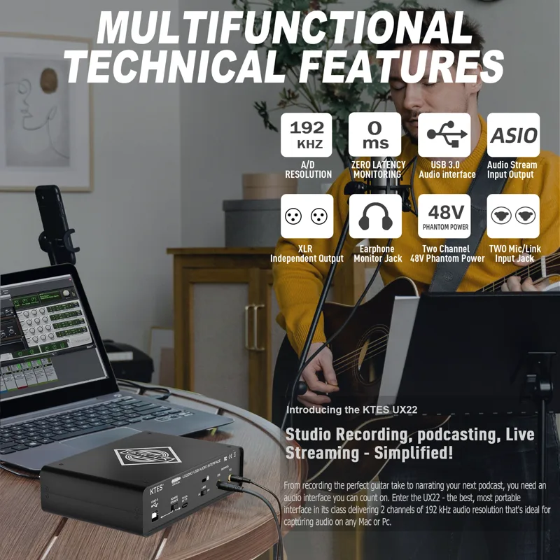 Interface de Áudio UX22 192kHz - Audio Music Youtube avaliação e preço